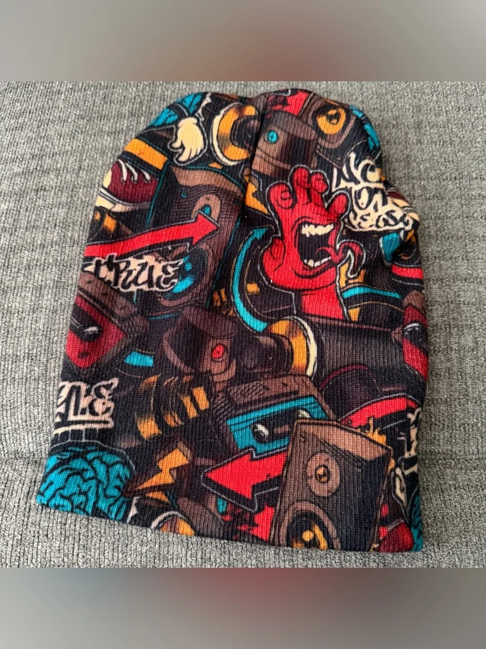 💥 Graffiti Art Bright Multicolored Urban Flip Knit Beanie